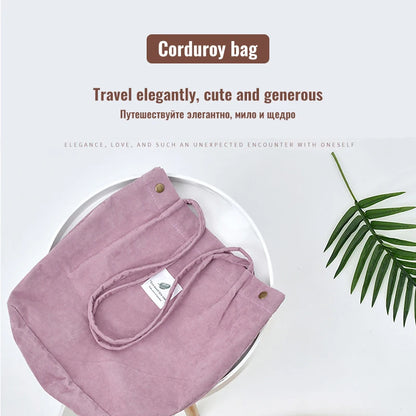 MARKROYAL Corduroy Tote Bag for Women Girls Kids Shoulder Bag with Inner Pocket For Work Travel And Shopping Dropshipping - BeeTrendyShop.COM