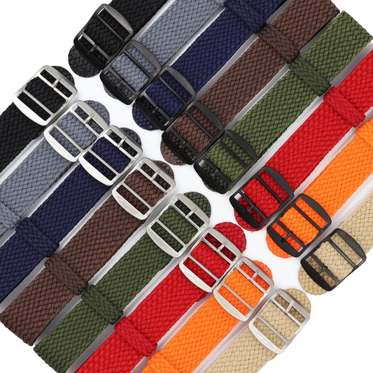 Watchband 18 20 22mm For Perlon Nylon Replacement Vintage Wrist Watch Band Belt Strap With Black&Silver Brushed Buckle Man Watch