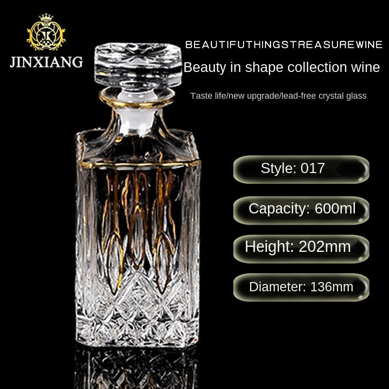 Crystal Red Wine Decanter with Gold Line – Whiskey & Liquor Dispenser Jug