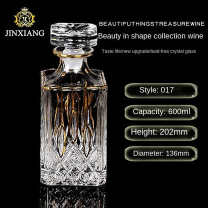 Crystal Red Wine Decanter with Gold Line – Whiskey & Liquor Dispenser Jug