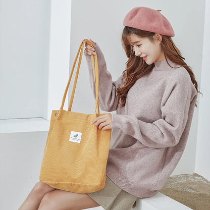 MARKROYAL Corduroy Tote Bag for Women Girls Kids Shoulder Bag with Inner Pocket For Work Travel And Shopping Dropshipping - BeeTrendyShop.COM