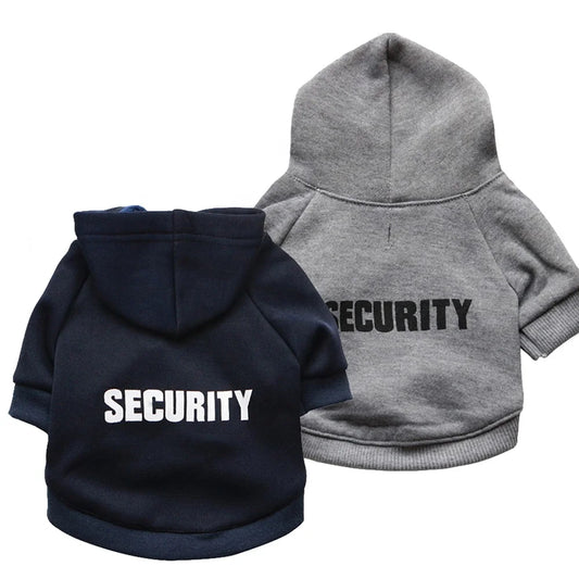 Security Service XXXL Dog Clothes Winter Hoodies with Sport Style Print Made of Fleece and Polyester for Spring Season