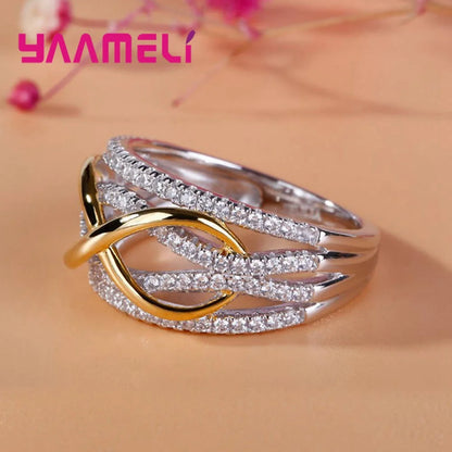 925 Sterling Silver Infinity Love Bowknot Ring – Zircon Promise Jewelry