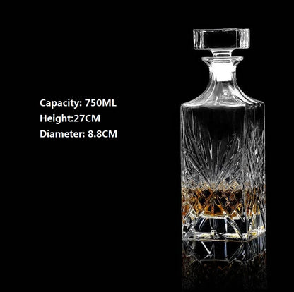 Square Crystal Whiskey Decanter – 500-850ml Glass Liquor Bottle