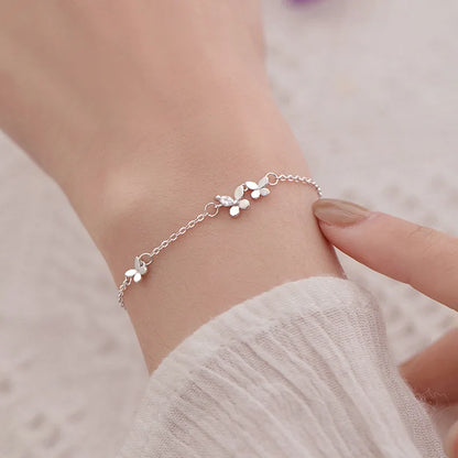 VENTFILLE 925 Silver Diamond Butterfly Bracelet – Adjustable Flower Jewelry for Women