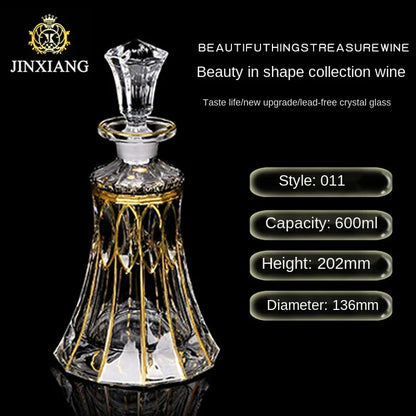 Crystal Red Wine Decanter with Gold Line – Whiskey & Liquor Dispenser Jug