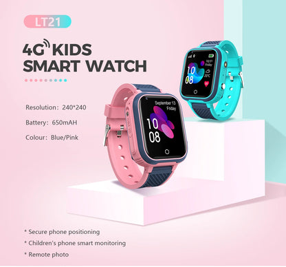 LT21 4G Kids Smartwatch – GPS, WiFi, Video Call, SOS, IP67 Waterproof, Camera & Location Tracker