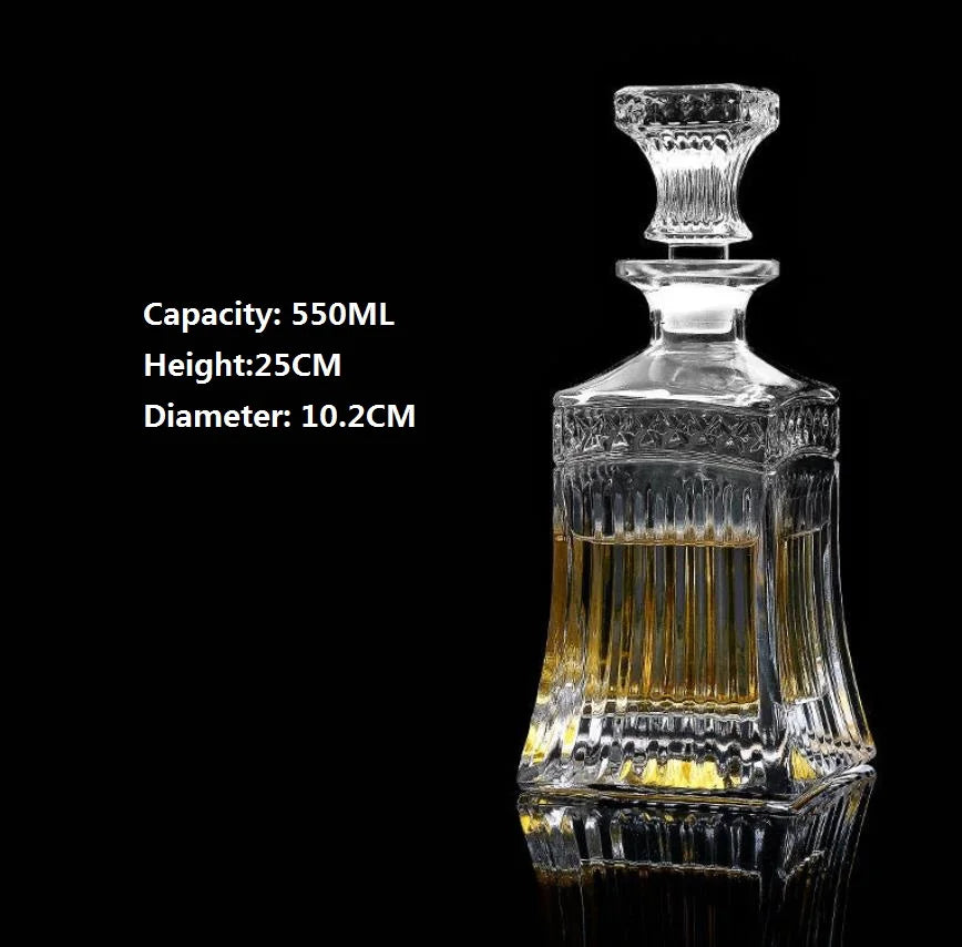 Square Crystal Whiskey Decanter – 500-850ml Glass Liquor Bottle