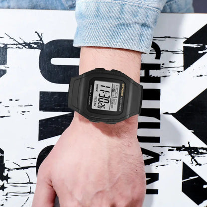 Men Digital Sports Watches, LED Display Timer 12/24 hours Digital Electronic Wristwatch Waterproof Clock - BeeTrendyShop.COM