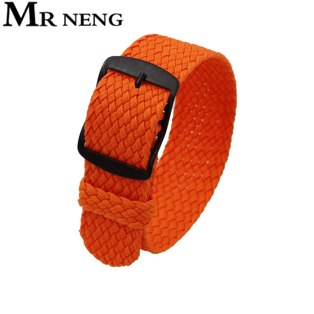 Watchband 18 20 22mm For Perlon Nylon Replacement Vintage Wrist Watch Band Belt Strap With Black&Silver Brushed Buckle Man Watch