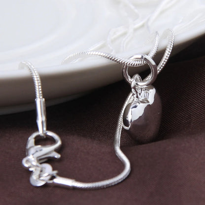925 Sterling Silver Heart Pendant Snake Chain Necklace – Women’s Fine Jewelry