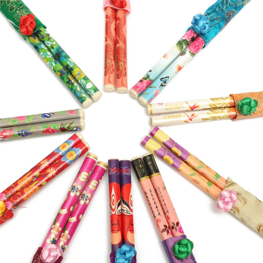 Aomily 10 Pairs/Set Natural Bamboo Chopsticks Traditional Vintage Handmade Chinese Dinner Eco-friendly Hashi Individual Wrapped