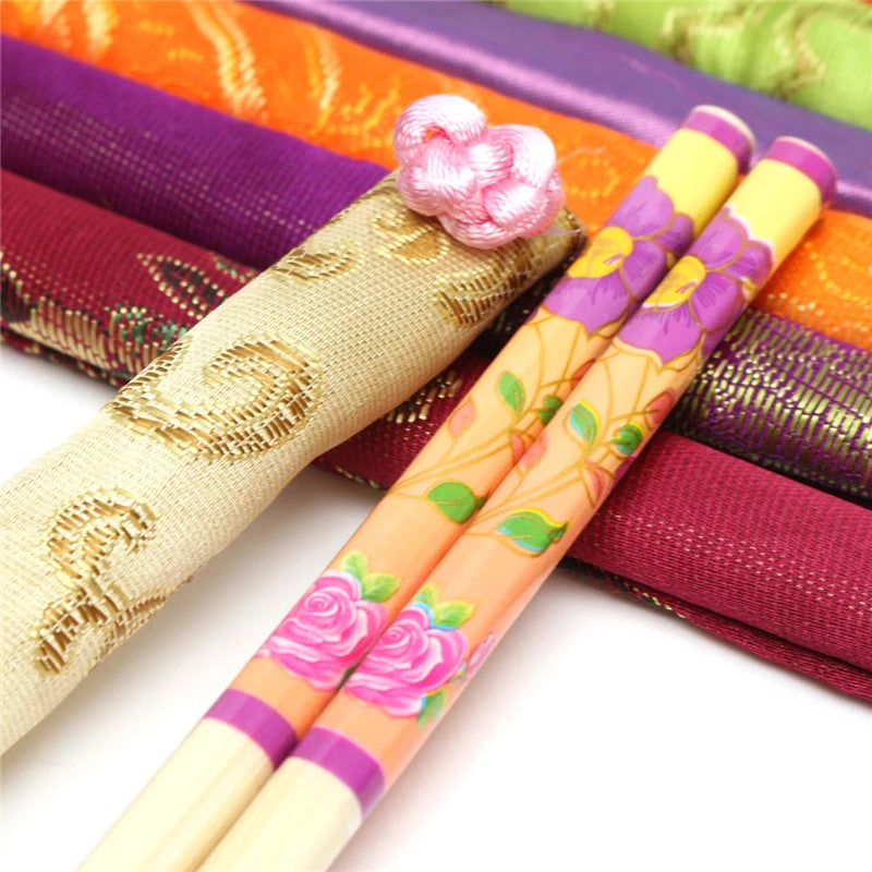 Aomily 10 Pairs/Set Natural Bamboo Chopsticks Traditional Vintage Handmade Chinese Dinner Eco-friendly Hashi Individual Wrapped