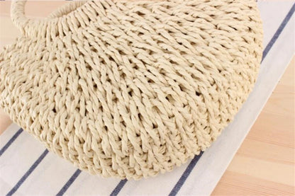 Yogodlns Handmade Half-Round Rattan Woven Straw Bag Summer Women Messenger Crossbody Bags Girls Small Beach Handbag New - BeeTrendyShop.COM