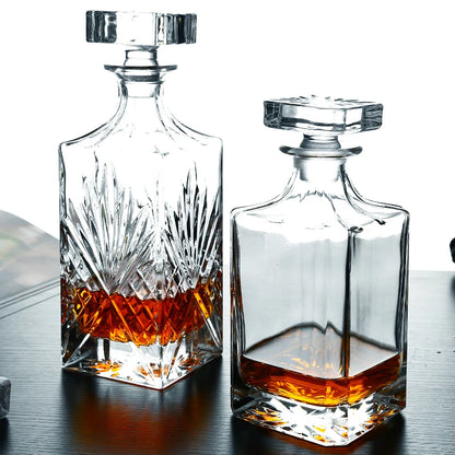 Square Crystal Whiskey Decanter – 500-850ml Glass Liquor Bottle