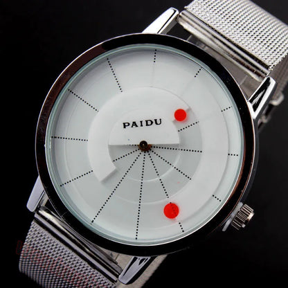 Minimalist Unisex Watch for Men Women Couple Simple Style Unique Dial Quartz Wristwatch Male Female Unique Pointer Wrist Clock - BeeTrendyShop.COM
