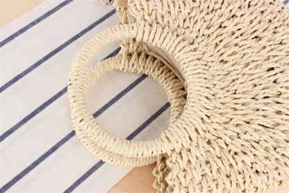 Yogodlns Handmade Half-Round Rattan Woven Straw Bag Summer Women Messenger Crossbody Bags Girls Small Beach Handbag New - BeeTrendyShop.COM