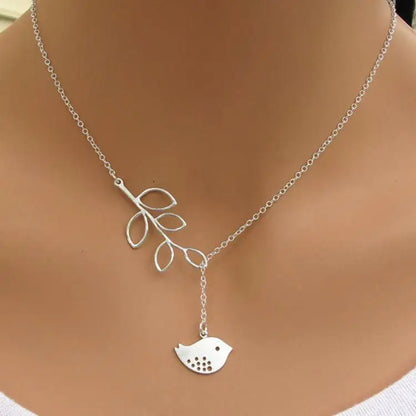 Fashion Cross, Leaves & Bird Pendant Necklace – Maxi Statement Choker for Women