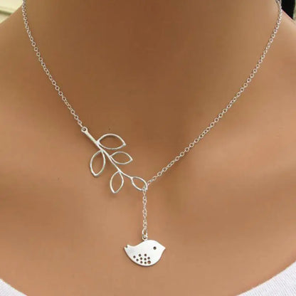 Fashion Cross, Leaves & Bird Pendant Necklace – Maxi Statement Choker for Women