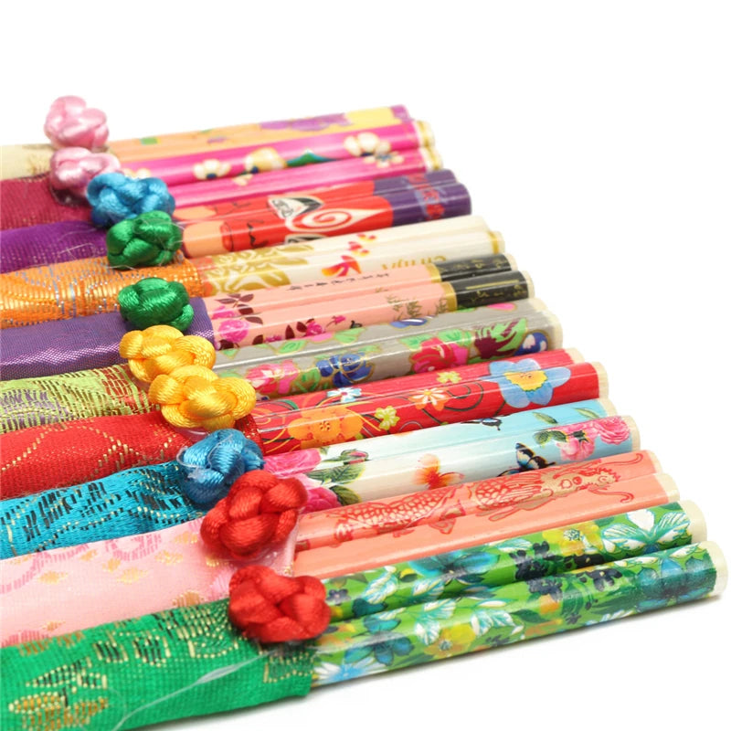 Aomily 10 Pairs/Set Natural Bamboo Chopsticks Traditional Vintage Handmade Chinese Dinner Eco-friendly Hashi Individual Wrapped