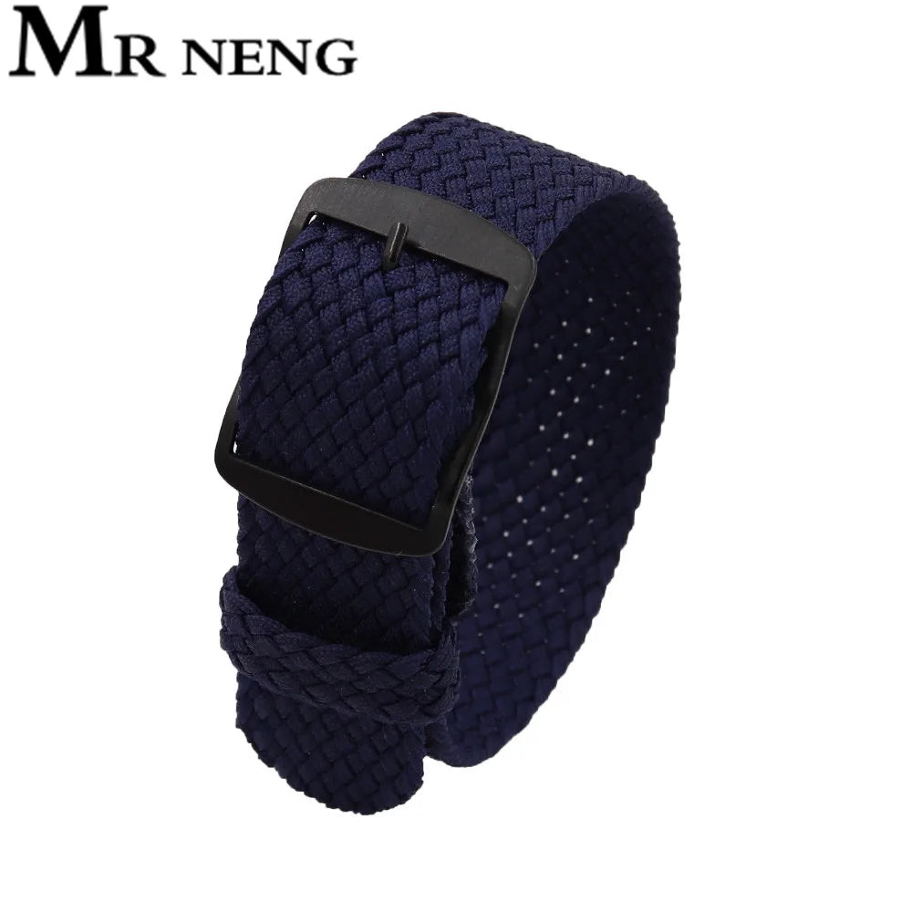 Watchband 18 20 22mm For Perlon Nylon Replacement Vintage Wrist Watch Band Belt Strap With Black&Silver Brushed Buckle Man Watch