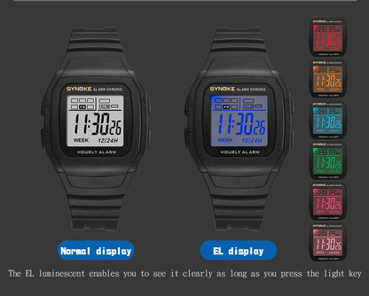 Men Digital Sports Watches, LED Display Timer 12/24 hours Digital Electronic Wristwatch Waterproof Clock - BeeTrendyShop.COM