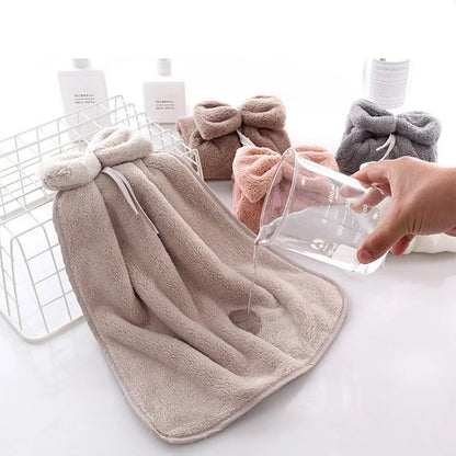 Bow Hanging Hand Towel – Soft Absorbent Kitchen & Bathroom Towel with Loop
