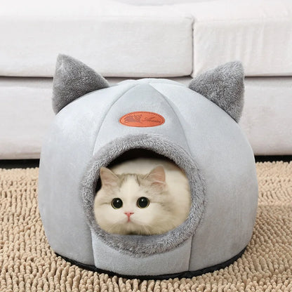 Winter Cozy Cave Bed - Deep Sleep Pet Nest for Cats and Small Dogs - BeeTrendyShop.COM