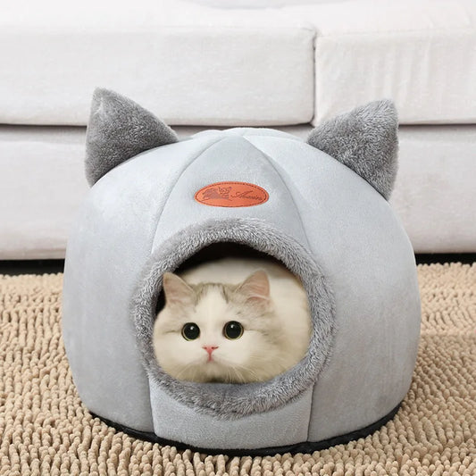 Winter Cozy Cave Bed - Deep Sleep Pet Nest for Cats and Small Dogs