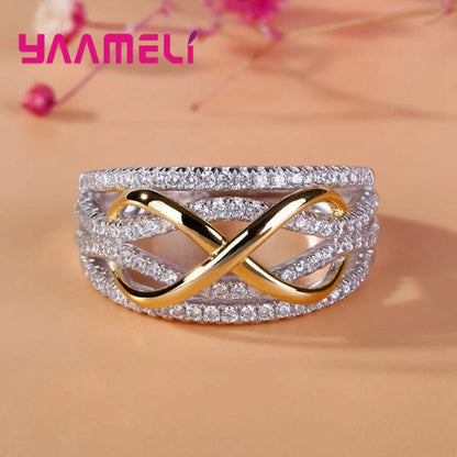 925 Sterling Silver Infinity Love Bowknot Ring – Zircon Promise Jewelry