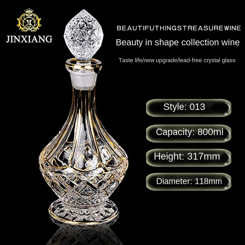 Crystal Red Wine Decanter with Gold Line – Whiskey & Liquor Dispenser Jug