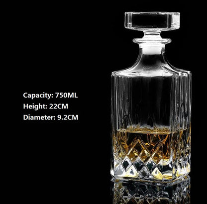 Square Crystal Whiskey Decanter – 500-850ml Glass Liquor Bottle