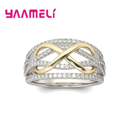 925 Sterling Silver Infinity Love Bowknot Ring – Zircon Promise Jewelry