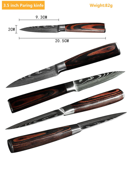 Chef Knife Set – Laser Damascus Pattern Japanese Santoku, Cleaver & Utility Knives (1-10pcs)