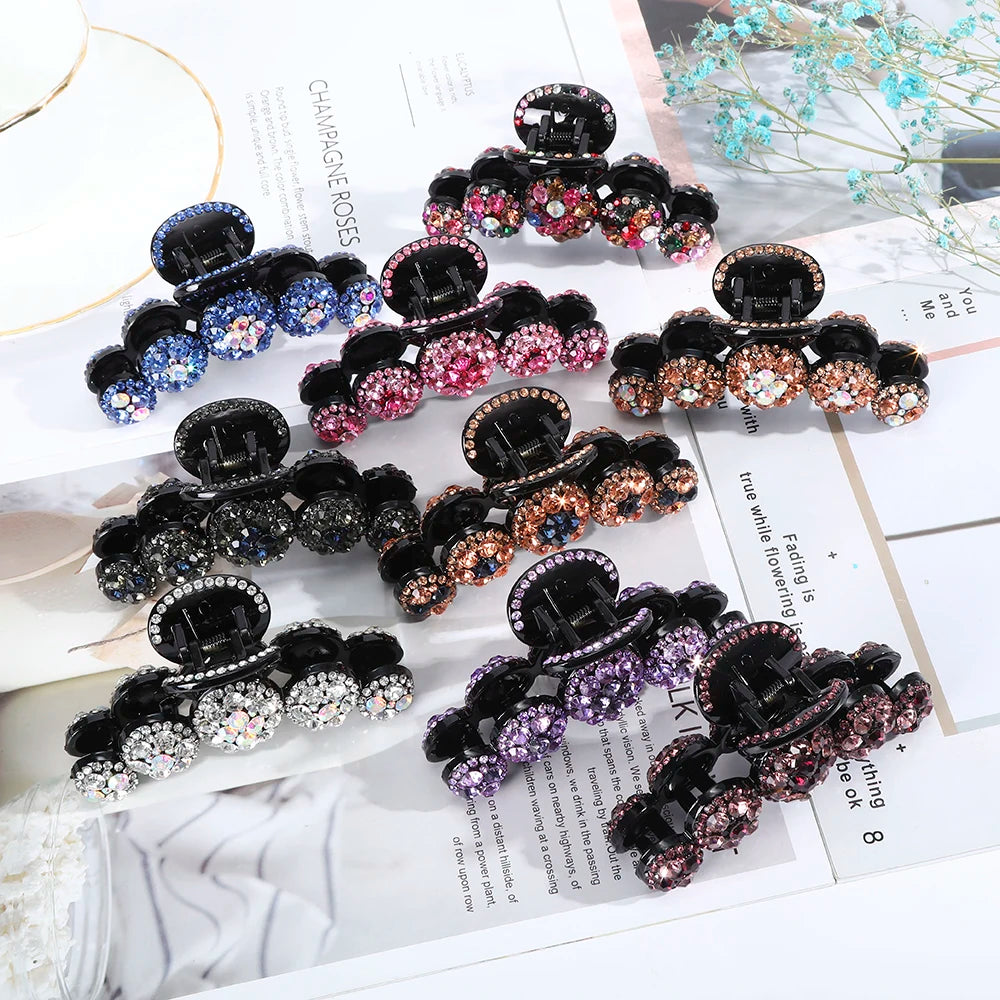 Women Big Rhinestone Hair Claws Crab Hairpins Crystal Hair Clips Barrettes Ponytail Girls Hair Accessories Ornaments Hairgrip