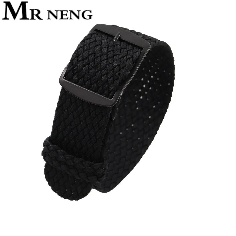 Watchband 18 20 22mm For Perlon Nylon Replacement Vintage Wrist Watch Band Belt Strap With Black&Silver Brushed Buckle Man Watch