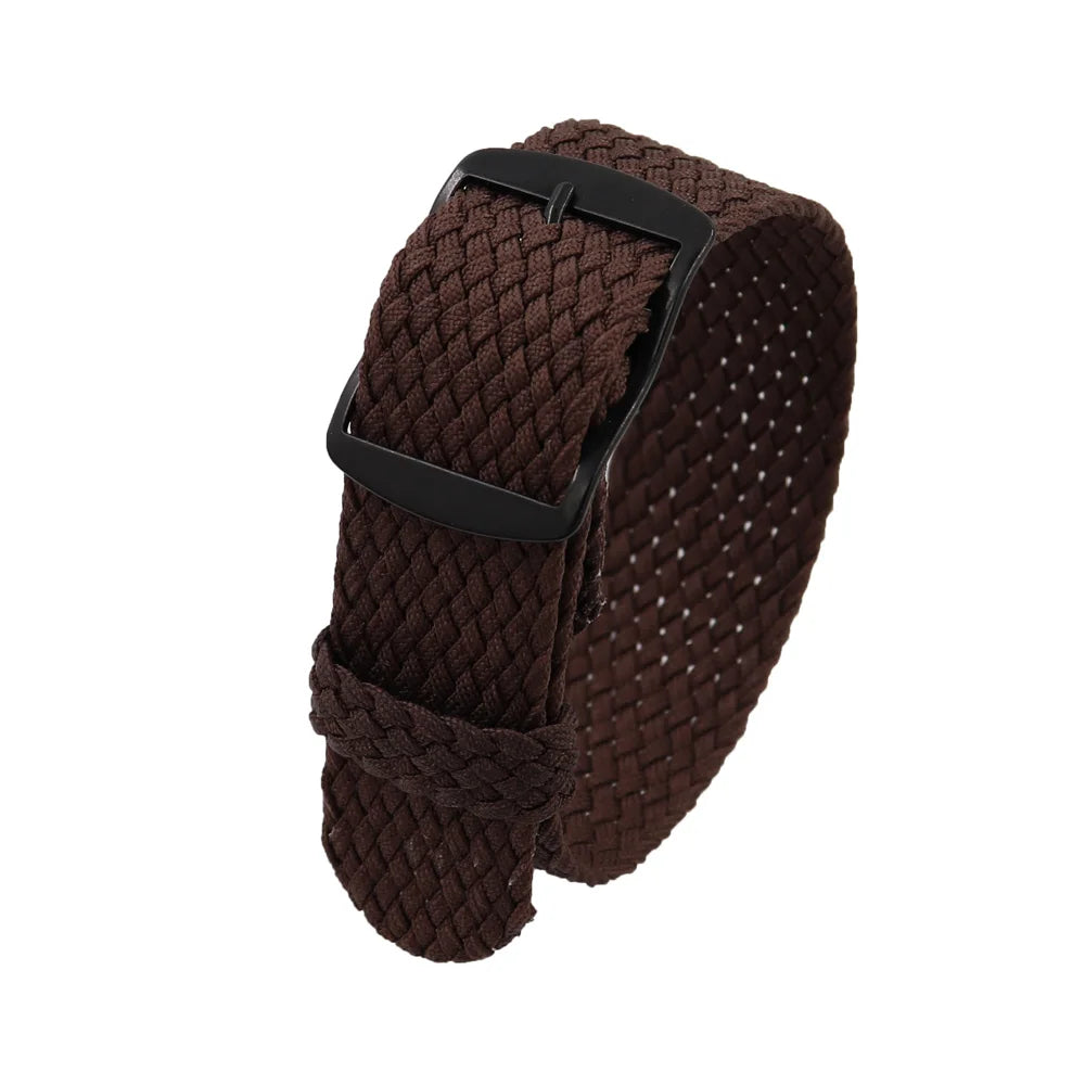 Watchband 18 20 22mm For Perlon Nylon Replacement Vintage Wrist Watch Band Belt Strap With Black&Silver Brushed Buckle Man Watch