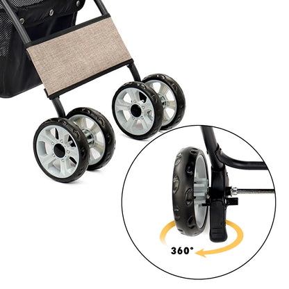 4-Wheel Pet Jogger - All-Terrain Stroller with Storage Basket - BeeTrendyShop.COM