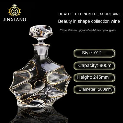 Crystal Red Wine Decanter with Gold Line – Whiskey & Liquor Dispenser Jug