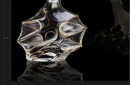 Crystal Red Wine Decanter with Gold Line – Whiskey & Liquor Dispenser Jug