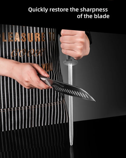 Honing Steel Knife Sharpener Rod – Professional 8/10-Inch Sharpening Stick