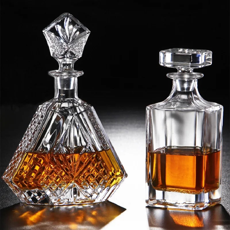 Square Crystal Whiskey Decanter – 500-850ml Glass Liquor Bottle