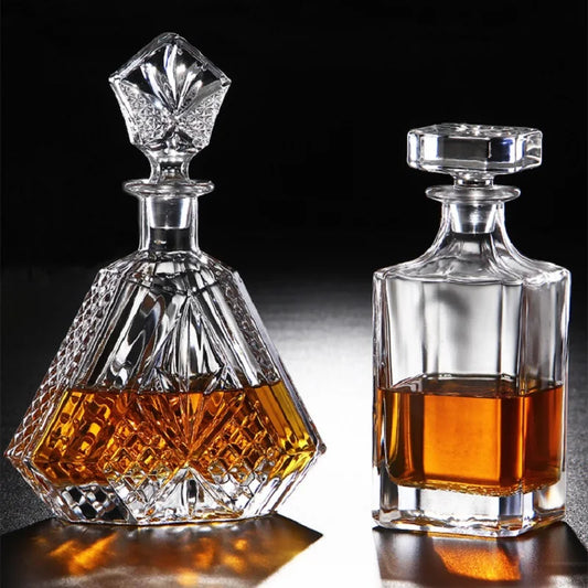 Square Crystal Whiskey Decanter – 500-850ml Glass Liquor Bottle