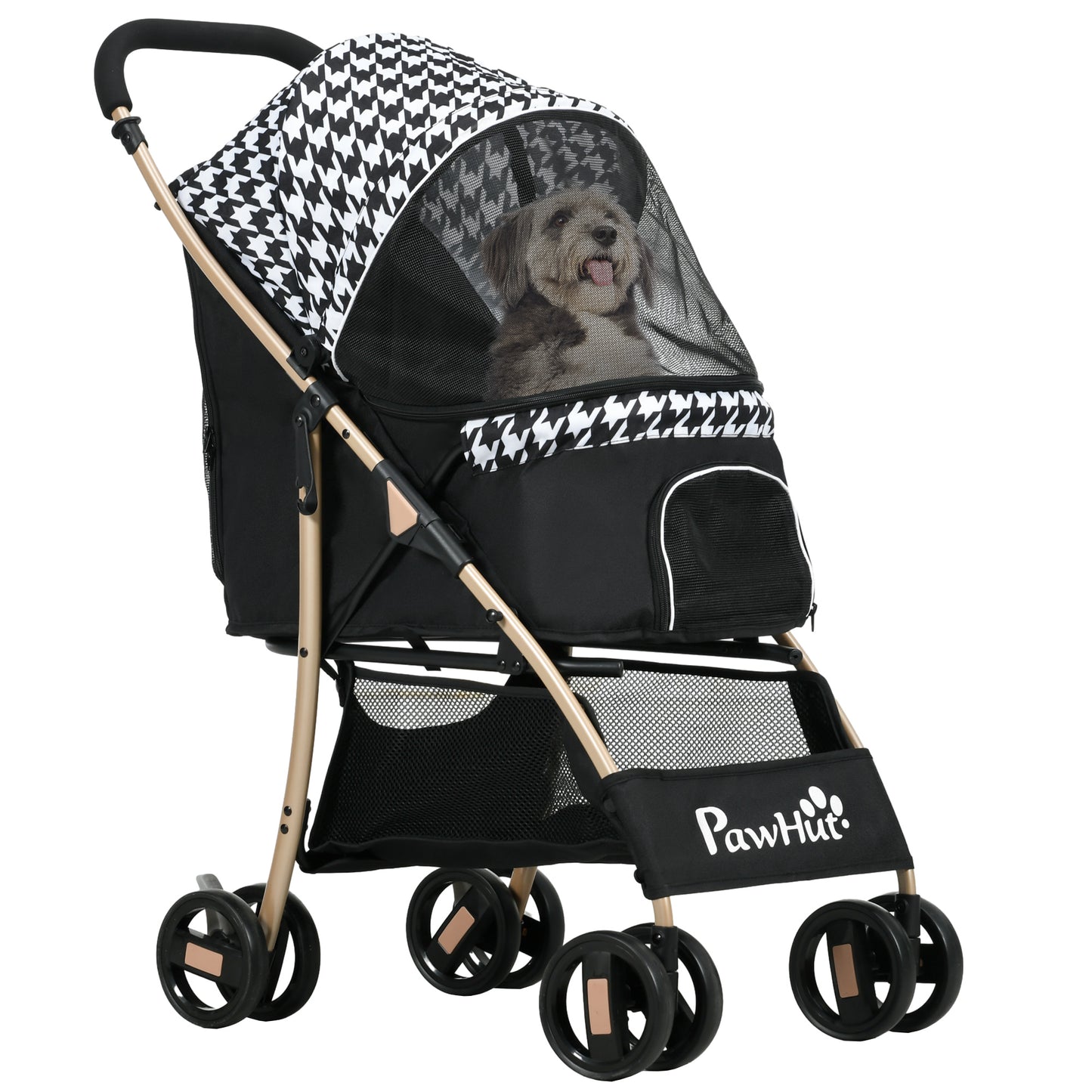 Pawhut Dual-Access Foldable Dog Stroller - Black