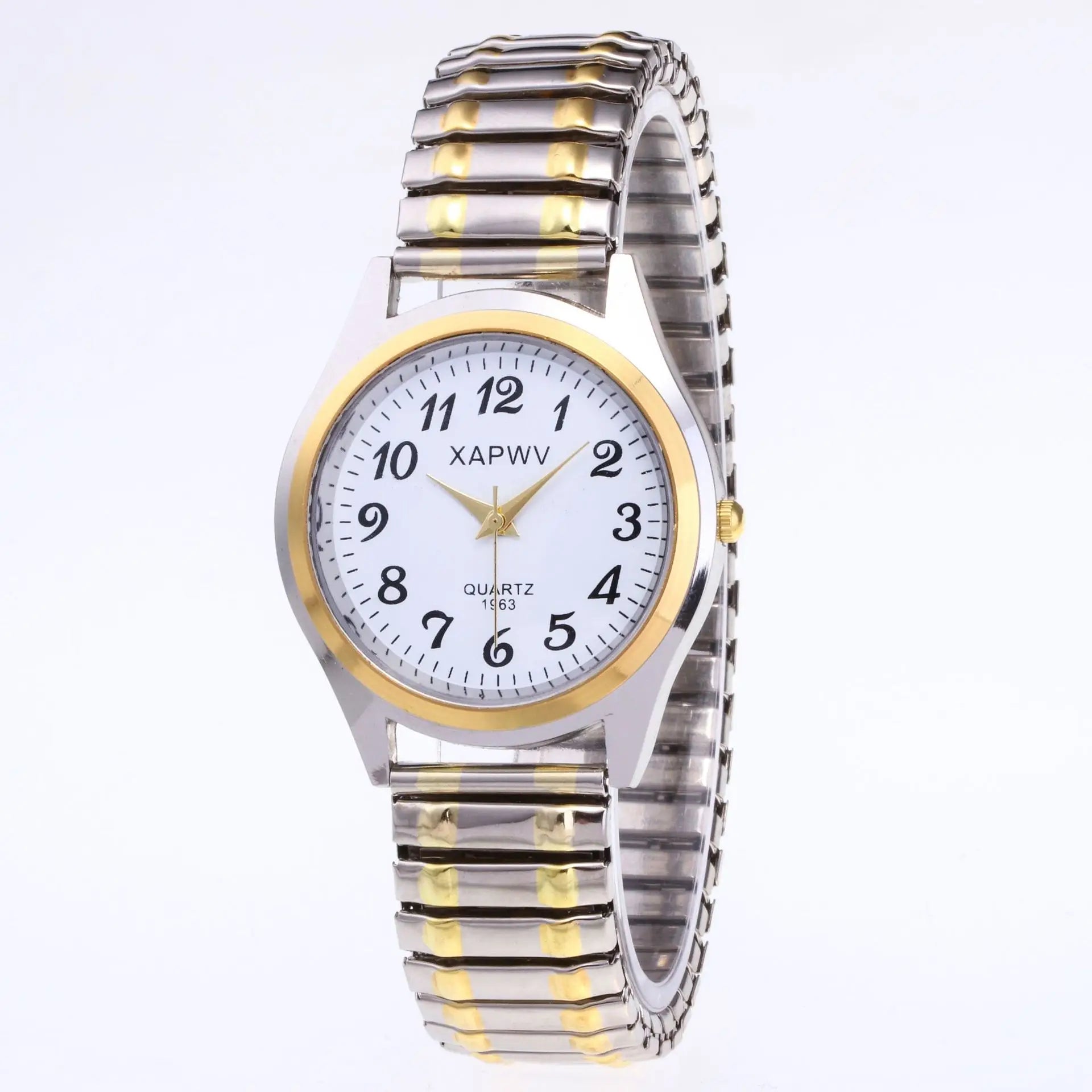 Classic Large Dial Elastic Quartz Fashionable Couple Watch Spring Steel Band Retro Large Digital Student Elderly Watches - BeeTrendyShop.COM
