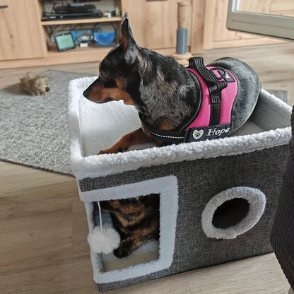 Multi-Level Cat Activity Center - Foldable Scratching Post & Warm Bed - BeeTrendyShop.COM