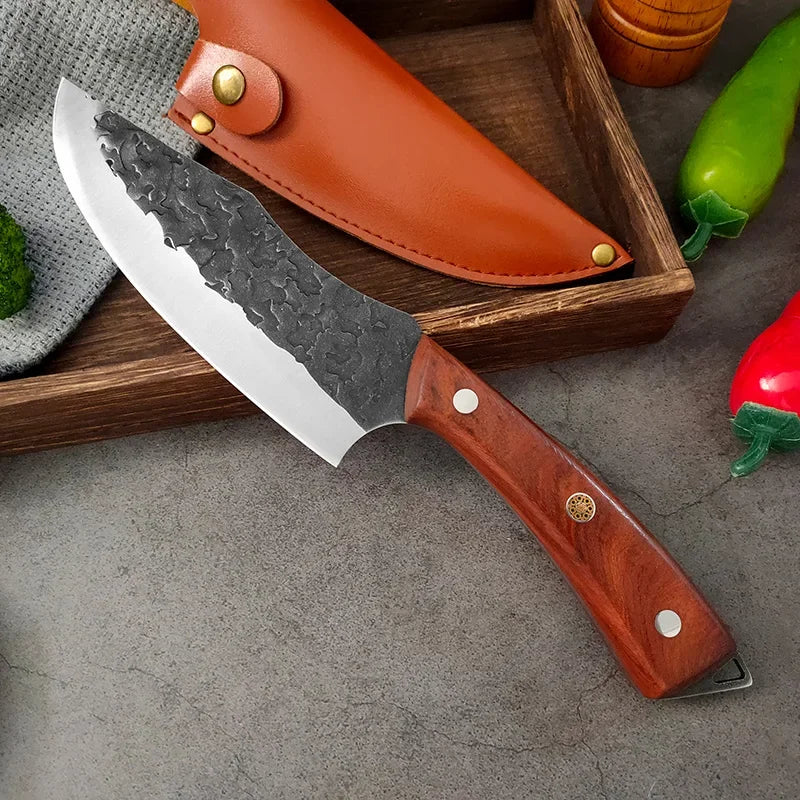 Forged Kitchen Knife Stainless Steel Meat Cleaver Boning Knife Fruit Slicing Cutting Knife Multifunctional Knife with KnifeCover