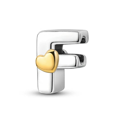 925 Sterling Silver A-Z Letter Charm Beads – Gold Alphabet DIY Birthday Jewelry