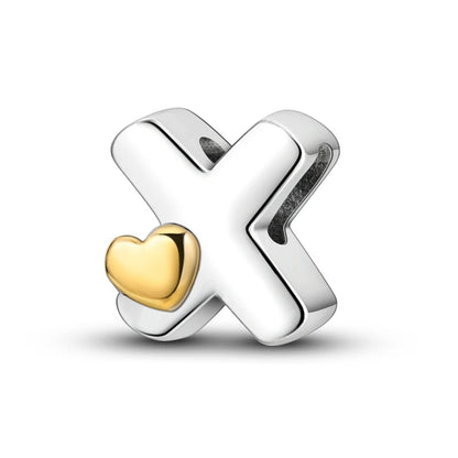 925 Sterling Silver A-Z Letter Charm Beads – Gold Alphabet DIY Birthday Jewelry