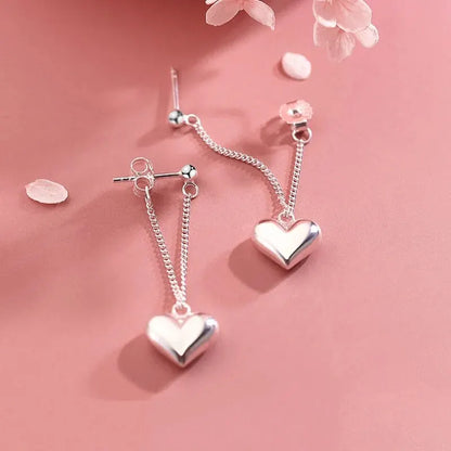 Hollow Heart Hoop Earrings – Geometric Silver Fashion Jewelry for Women & Girls